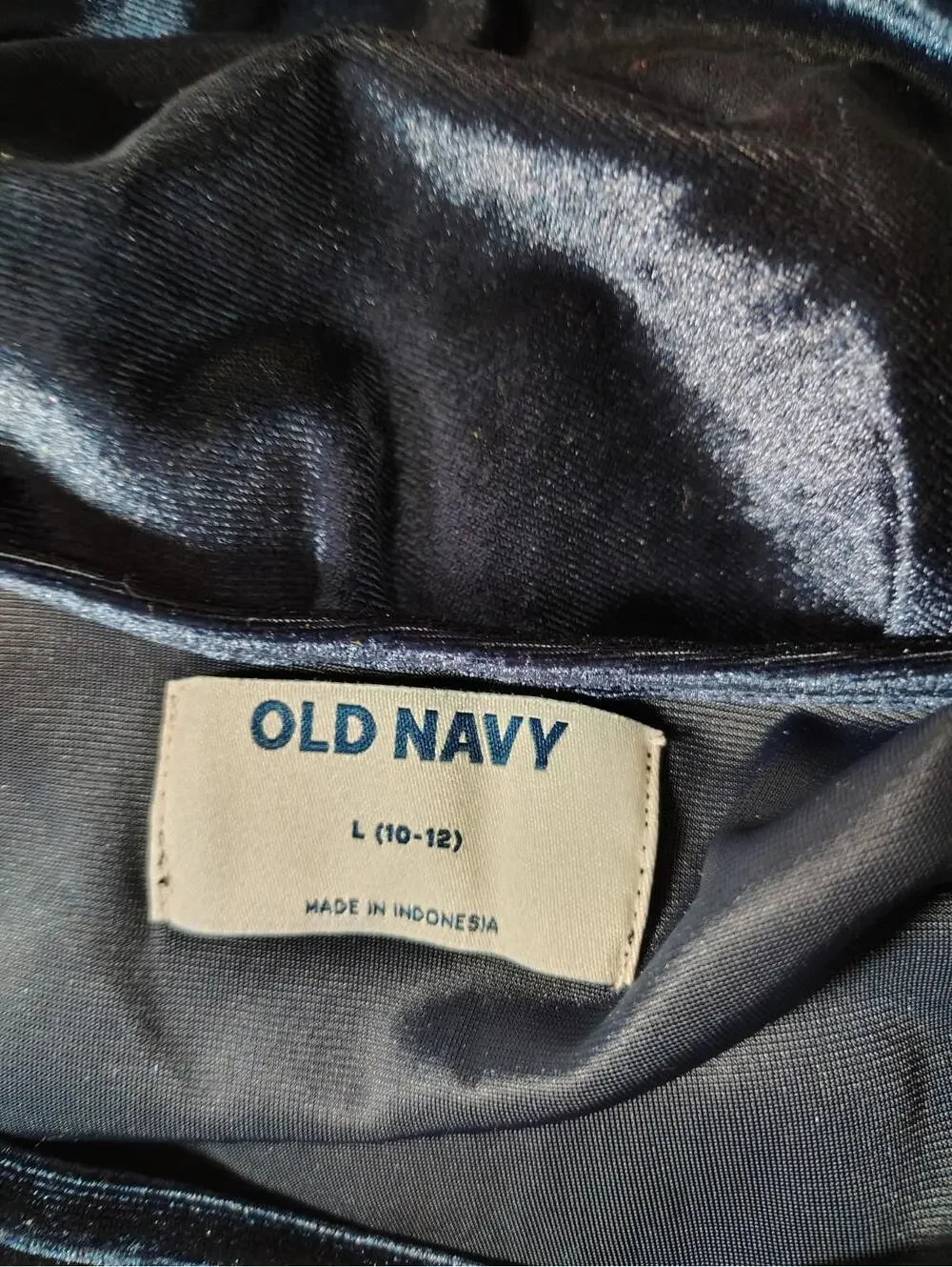 Old Navy Velvet Navy Blue Girls Top sz L 10-12 or Women's Small